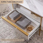 Table basse moderne de luxe à panneaux cannelés, table d'appoint avec plateau en faux marbre