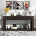 Console/Table d'appoint avec tiroirs de rangement et étagère inférieure - 63L x 14W x 30H