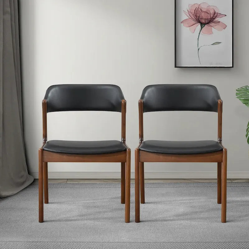 Chaises de salle à manger contemporaines Duluth en cuir végétalien noir (ensemble de 2)