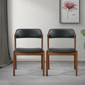 Chaises de salle à manger contemporaines Duluth en cuir végétalien noir (ensemble de 2)