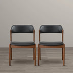 Chaises de salle à manger contemporaines Duluth en cuir végétalien noir (ensemble de 2)