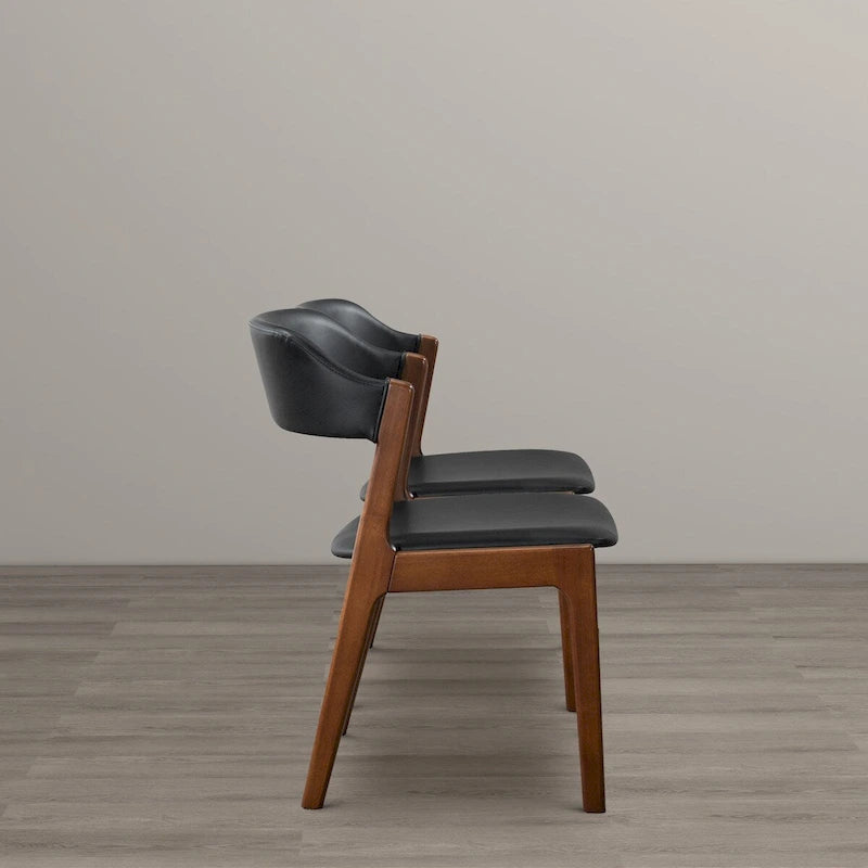 Chaises de salle à manger contemporaines Duluth en cuir végétalien noir (ensemble de 2)
