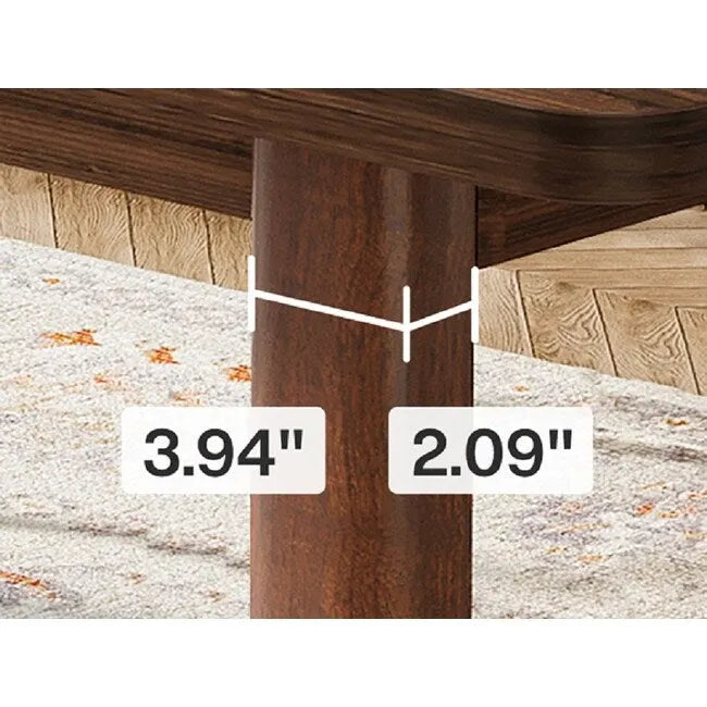 Table de salle à manger de ferme de 63 po pour 4-6 personnes, plateau en MDF + pieds en bois massif, brun rustique, multi-usage