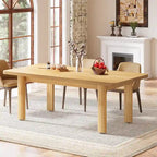 Table de salle à manger de ferme de 63 po pour 4-6 personnes, plateau en MDF + pieds en bois massif, brun rustique, multi-usage