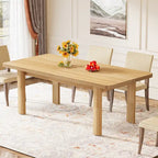 Table de salle à manger de ferme de 63 po pour 4-6 personnes, plateau en MDF + pieds en bois massif, brun rustique, multi-usage