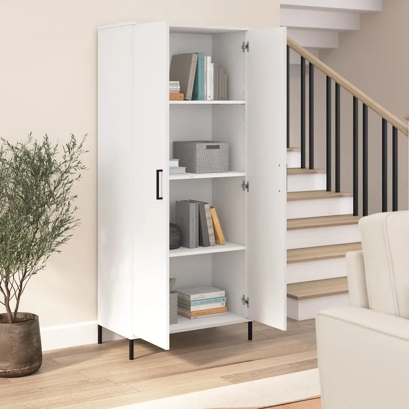 Armoire de rangement haute avec portes, 4 étagères réglables, certifiée ANSI/BIFMA, pour bureau à domicile