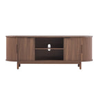 Meuble TV cannelé de 60" avec bords arrondis, style moderne, meuble de rangement multimédia