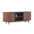 Meuble TV cannelé de 60" avec bords arrondis, style moderne, meuble de rangement multimédia