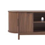 Meuble TV cannelé de 60" avec bords arrondis, style moderne, meuble de rangement multimédia