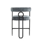 Tabourets de bar contemporains avec repose-pieds, revêtement chenille et cuir (lot de 2)
