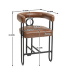 Tabourets de bar contemporains avec repose-pieds, revêtement chenille et cuir (lot de 2)
