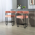 Tabourets de bar contemporains avec repose-pieds, revêtement chenille et cuir (lot de 2)