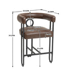 Tabourets de bar contemporains avec repose-pieds, revêtement chenille et cuir (lot de 2)