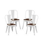 Lot de Chaises de Salle à Manger Empilables Industrielles en Métal avec Assise en Bois