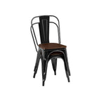 Lot de Chaises de Salle à Manger Empilables Industrielles en Métal avec Assise en Bois