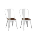 Lot de Chaises de Salle à Manger Empilables Industrielles en Métal avec Assise en Bois