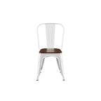 Lot de Chaises de Salle à Manger Empilables Industrielles en Métal avec Assise en Bois