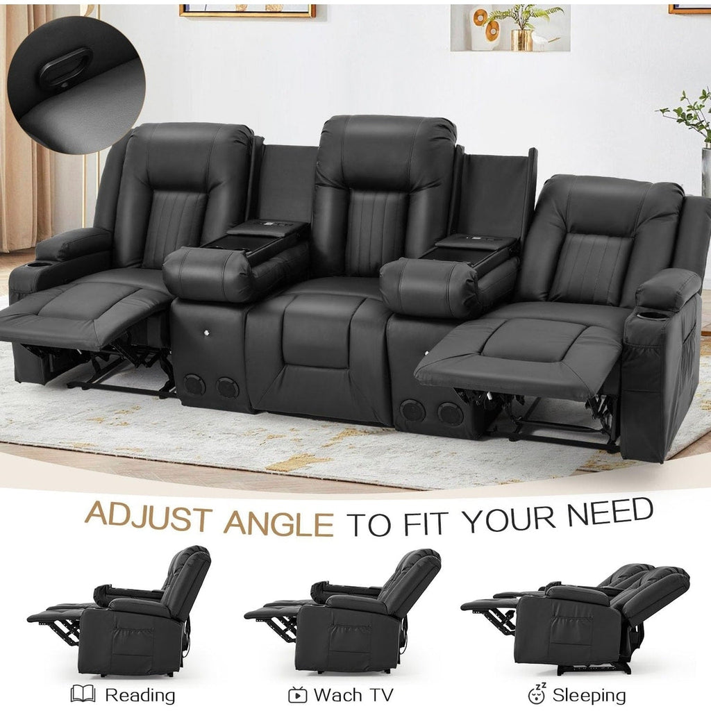 Canapé inclinable manuel AECOJOY pour VR, siège de cinéma maison en PU avec console