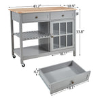 AVAWING 42 Îlot de cuisine roulant Meuble micro-ondes Chariot de service