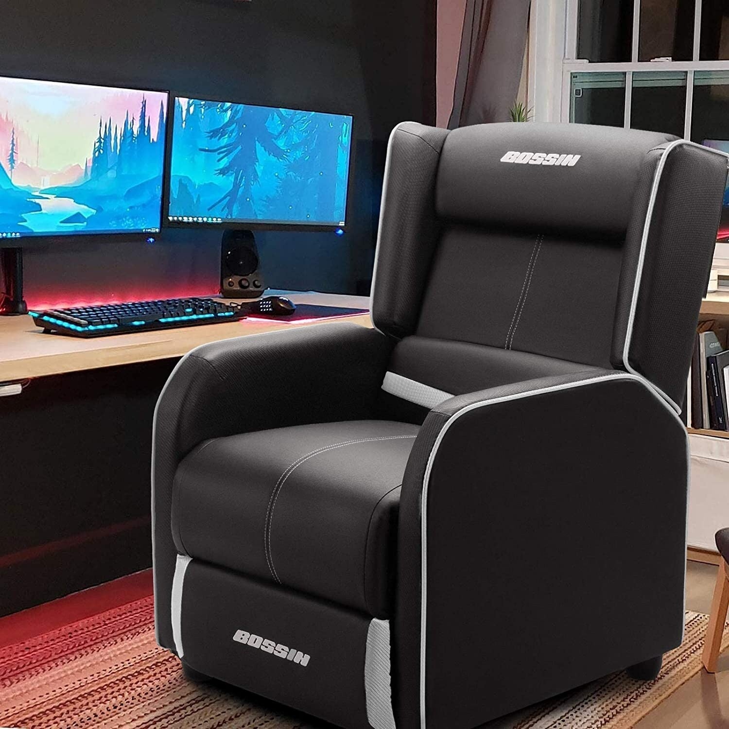 BOSSIN - Canapé inclinable simple de jeu ergonomique en cuir PU pour le salon