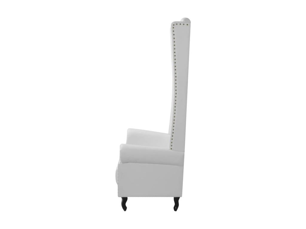 High-back white faux leather chair