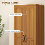 HOMCOM Garde-manger de cuisine 63 pouces à 2 portes, armoire de rangement autoportante avec 5 étagères et 2 étagères réglables pour salle à manger