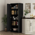 HOMCOM Garde-manger de cuisine 63 pouces à 2 portes, armoire de rangement autoportante avec 5 étagères et 2 étagères réglables pour salle à manger