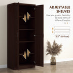 HOMCOM Garde-manger de cuisine 63 pouces à 2 portes, armoire de rangement autoportante avec 5 étagères et 2 étagères réglables pour salle à manger