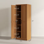 HOMCOM Garde-manger de cuisine 63 pouces à 2 portes, armoire de rangement autoportante avec 5 étagères et 2 étagères réglables pour salle à manger