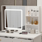 Coiffeuse Kerrogee avec miroir éclairé réglable et tabouret - 100L x 50l x 136H