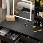 Coiffeuse Kerrogee avec miroir éclairé réglable et tabouret - 100L x 50l x 136H