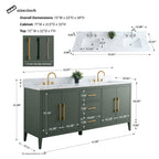 Meuble-lavabo de salle de bain Vanity Art 72 po à double vasque avec dessus en marbre reconstitué