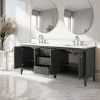 Meuble-lavabo de salle de bain Vanity Art 72 po à double vasque avec dessus en marbre reconstitué
