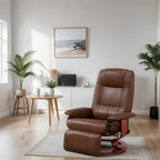 Fauteuil de relaxation pivotant réglable en cuir avec repose-pieds et accoudoirs