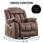 Fauteuil inclinable et pivotant à 360° avec massage manuel, chaleur et vibrations