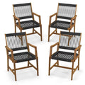 Chaises de salle à manger Gymax Patio 4 pièces en bois d'acacia Tressage de corde tout temps