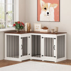 Grand meuble de caisse d'angle pour 2 chiens, cage pour chien en forme de L - 58,7X41,1