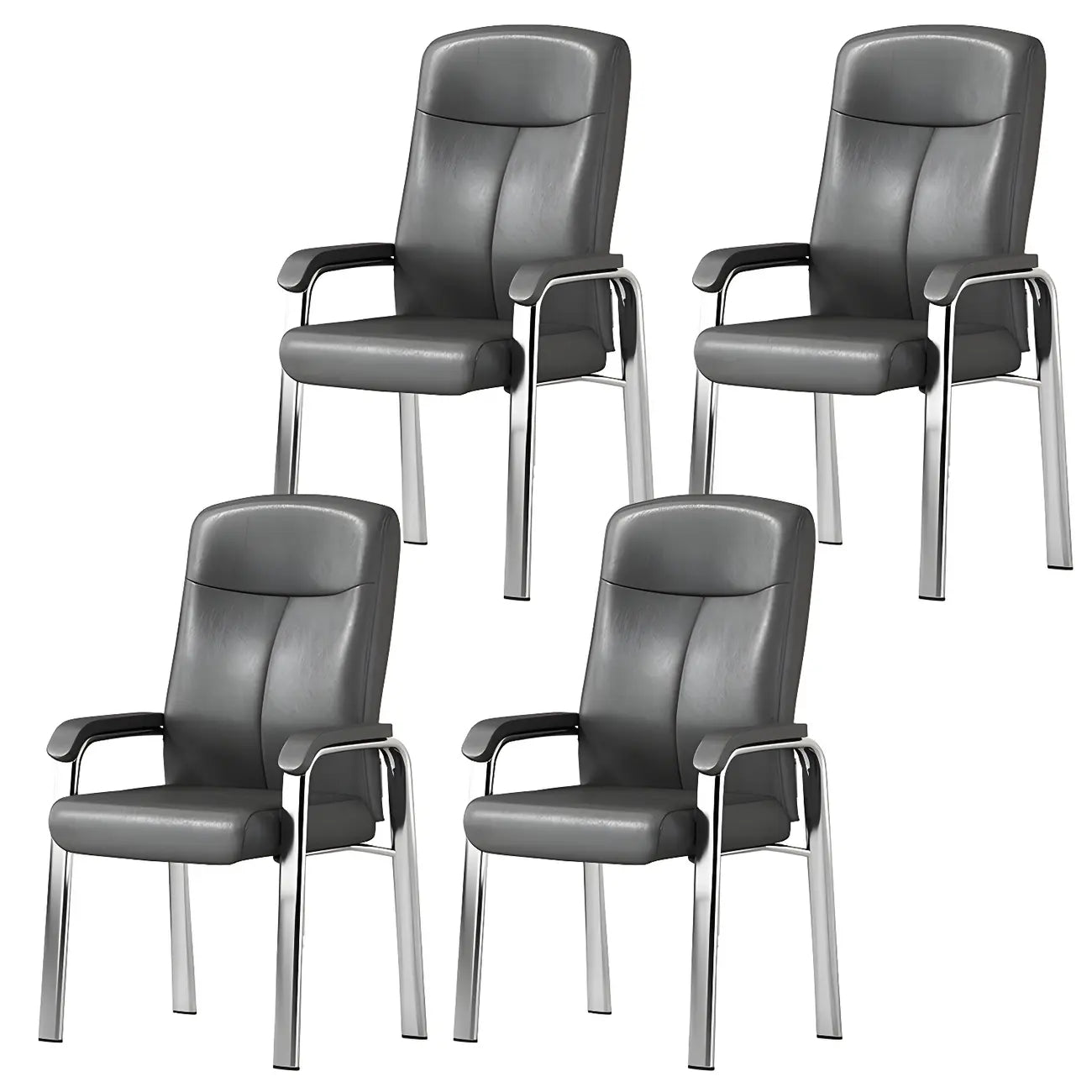 Chaise de bureau HomeyFad moderne en cuir et métal à 4 pieds avec accoudoirs