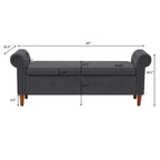 Banc de rangement pour chambre, bout de lit, accoudoirs roulés, canapé ottoman en velours, long banc