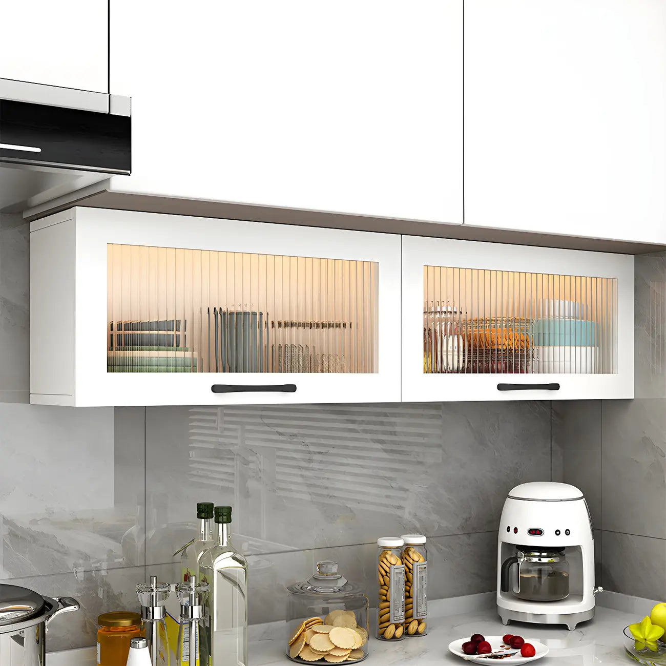 Vaisseliers muraux en bois blanc pour la cuisine