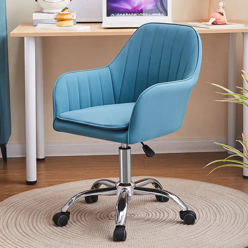 Chaise de bureau pivotante en cuir gris élégant