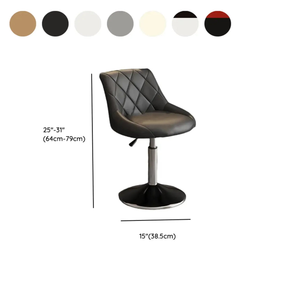 Tabouret de bar pivotant, capitonné en losanges, réglable, cuir PU noir et rouge