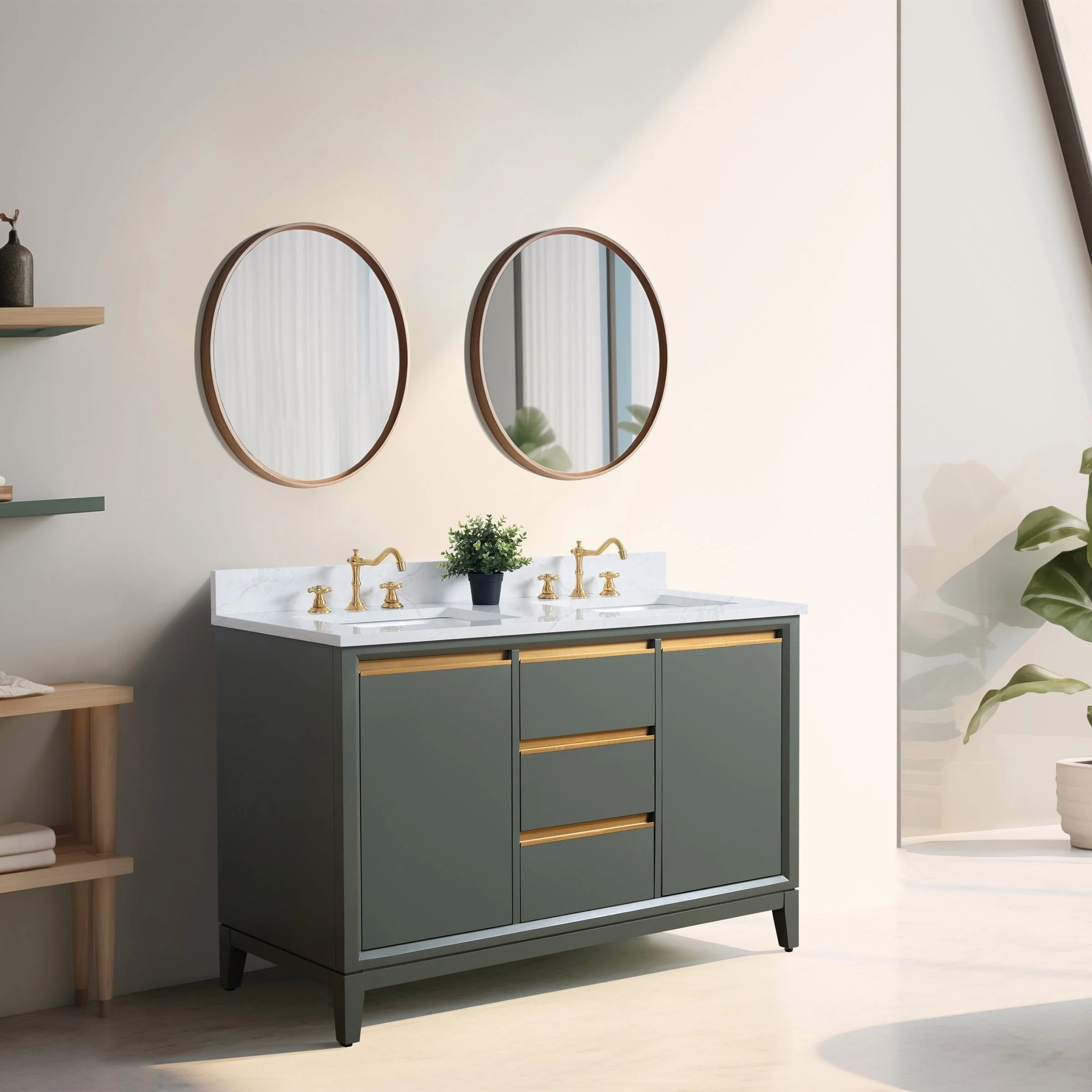 Meuble-lavabo Vanity Art avec évier en céramique et dessus en marbre reconstitué