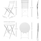 Ensemble bistrot pliant en métal 3 pièces, salon de conversation intérieur/extérieur résistant aux intempéries pour patio, cour, jardin