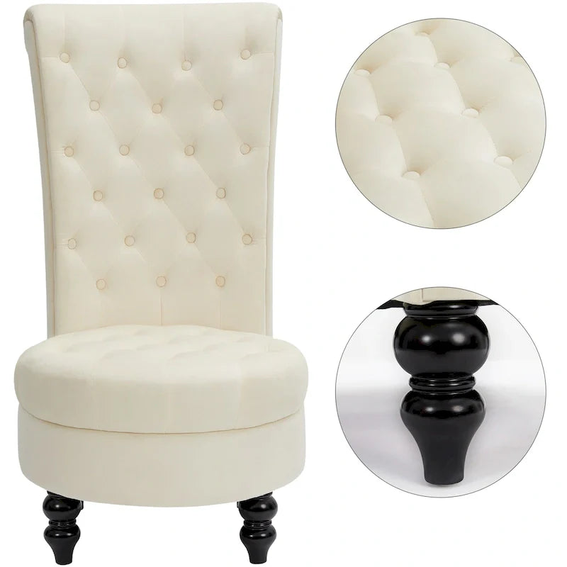 AVAWING Lot de 2 chaises de trône royales rembourrées et pieds en bois d'hévéa