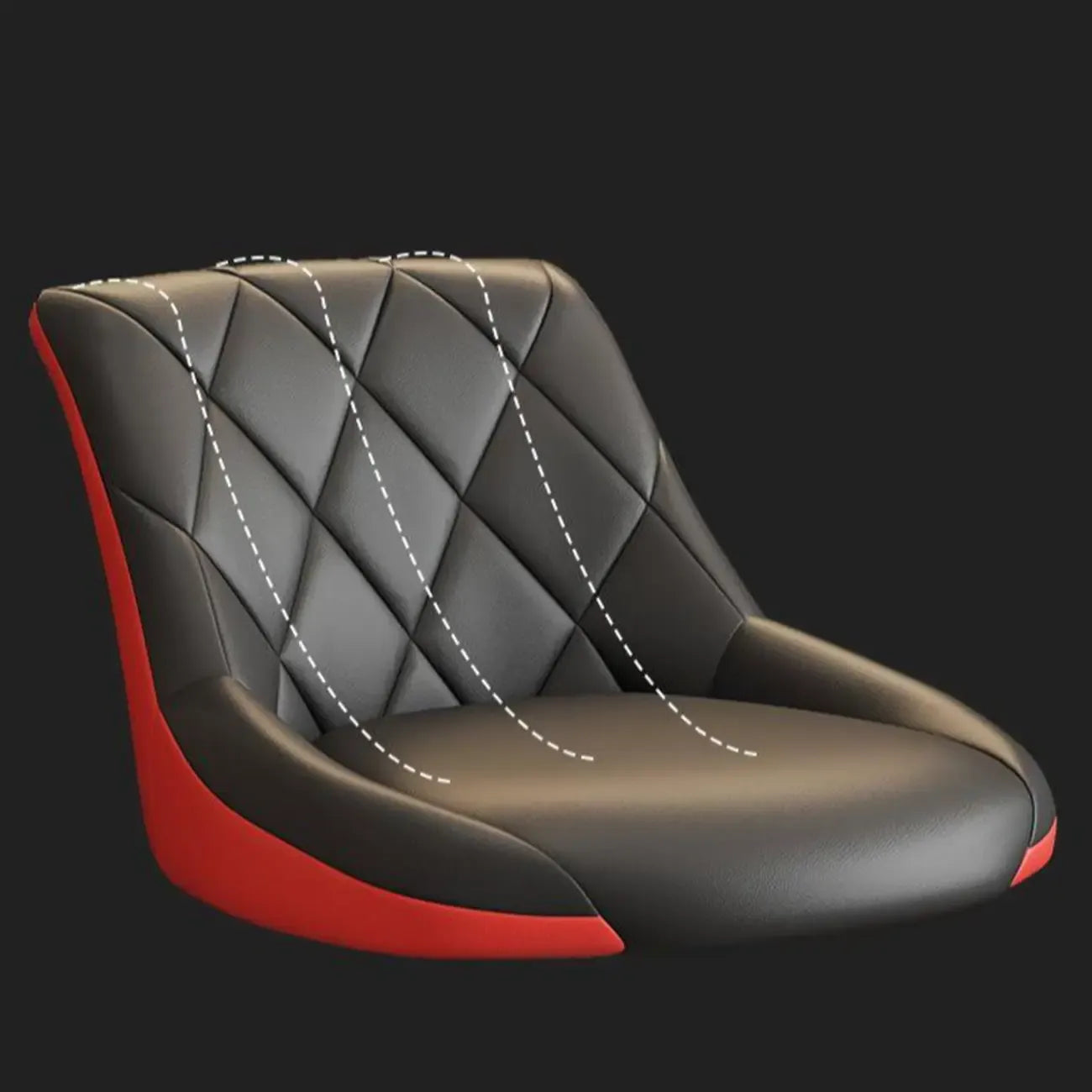 Tabouret de bar pivotant, capitonné en losanges, réglable, cuir PU noir et rouge